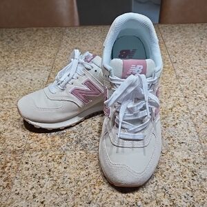 New Balance Cream and Pink Sneakers